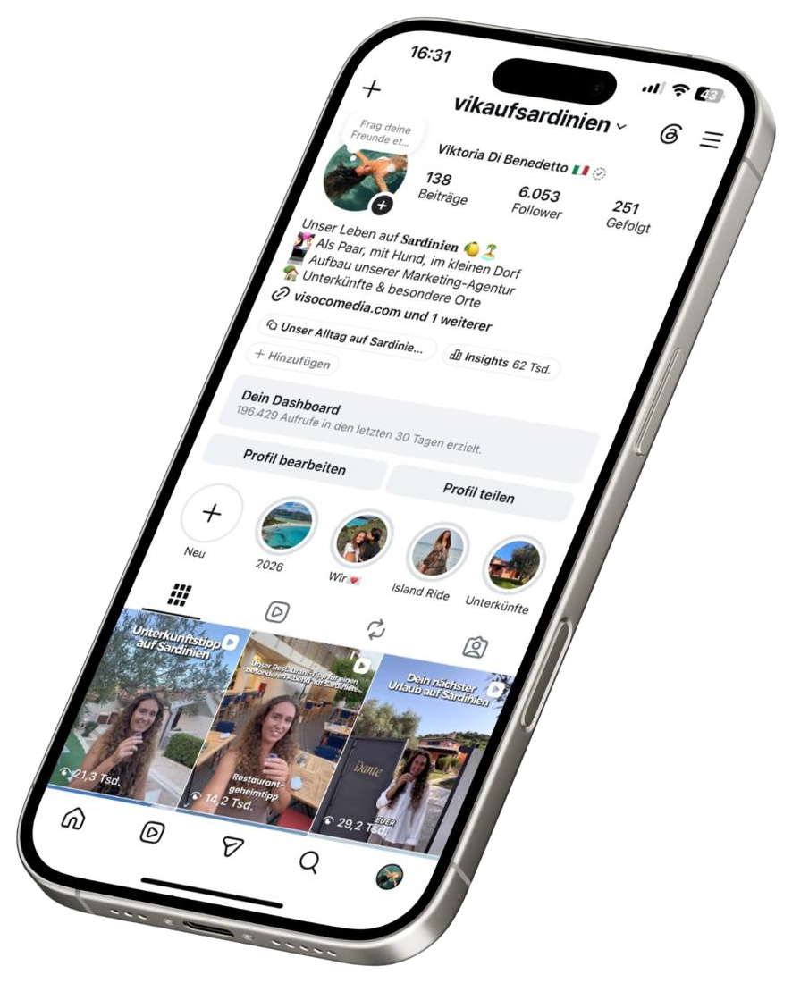 Instagram-Profil von Viktoria auf Sardinien auf einem iPhone